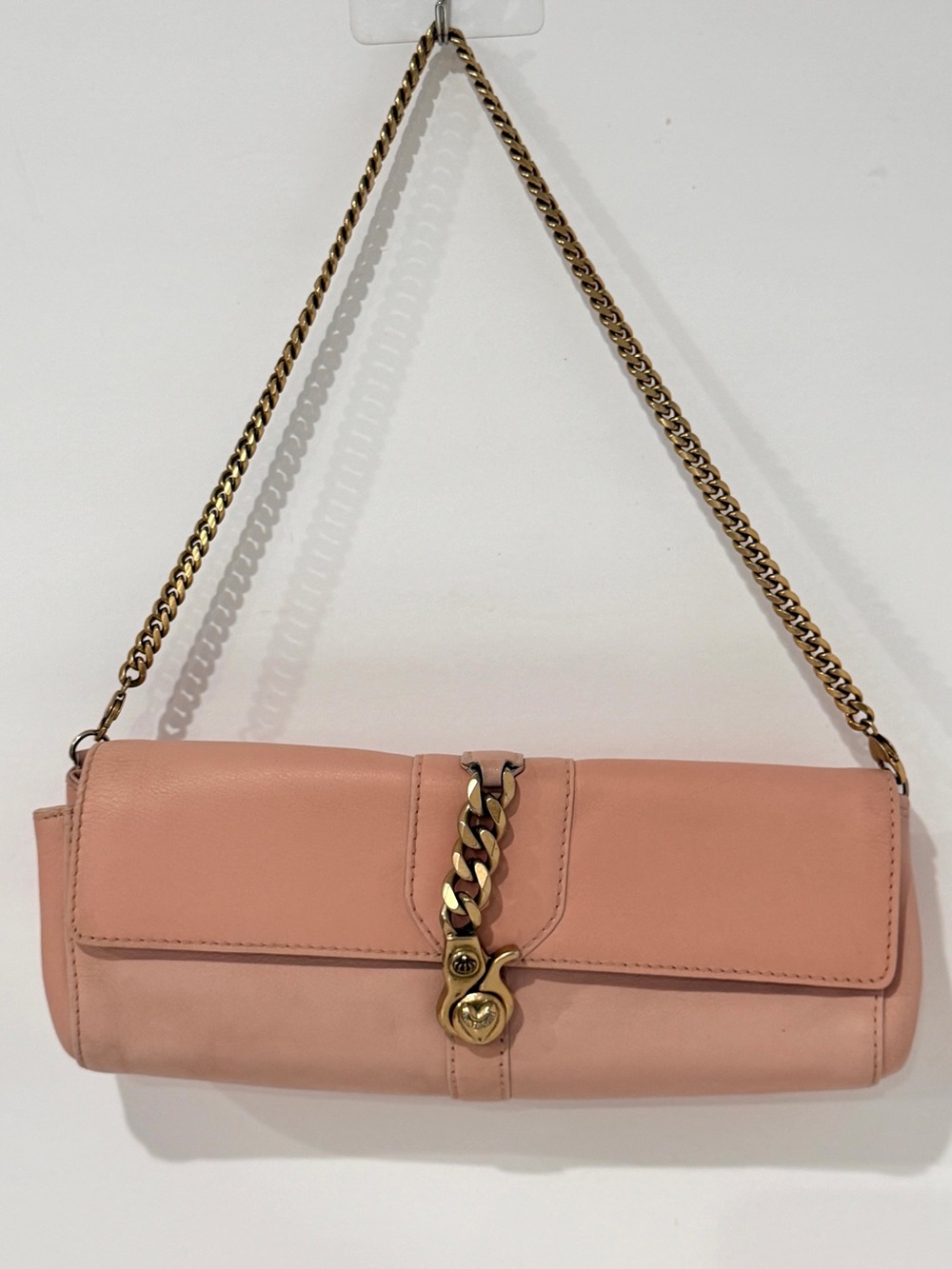 JUICY COUTURE VINTAGE BAGUETTE Pink Leather Chain Shoulder Bag